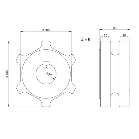 KOŁO GNIAZDOWE NAPĘDOWE ROZRZUTNIKA WPUST 10MM 6Z
